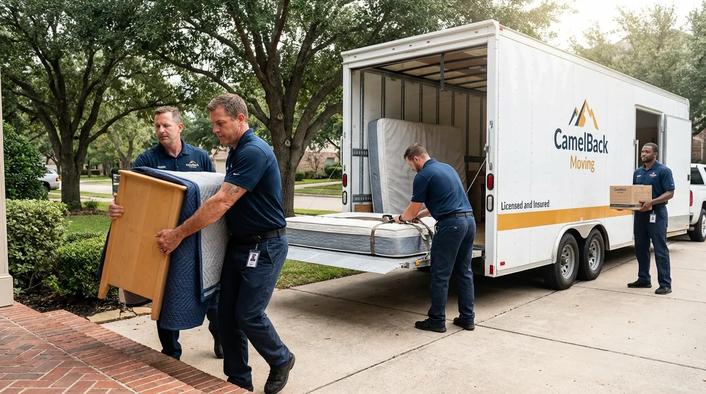 Crew loading residential truck for cross-state move from Van Wert, OH